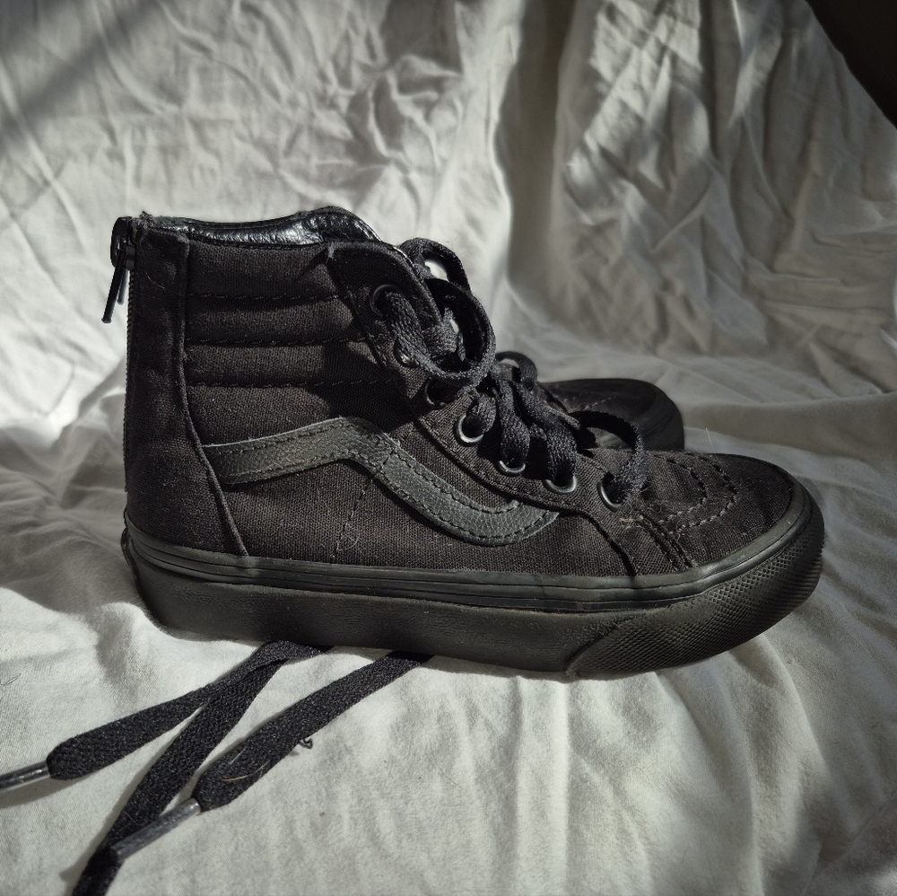Black high top Kids vans. Size 12